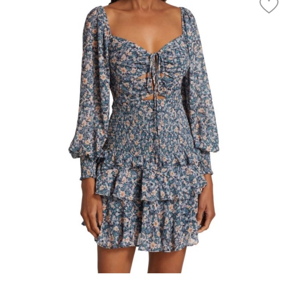 ASTR Marietta Floral Cinched Bust Cutout Fit & Flare Mini Dress